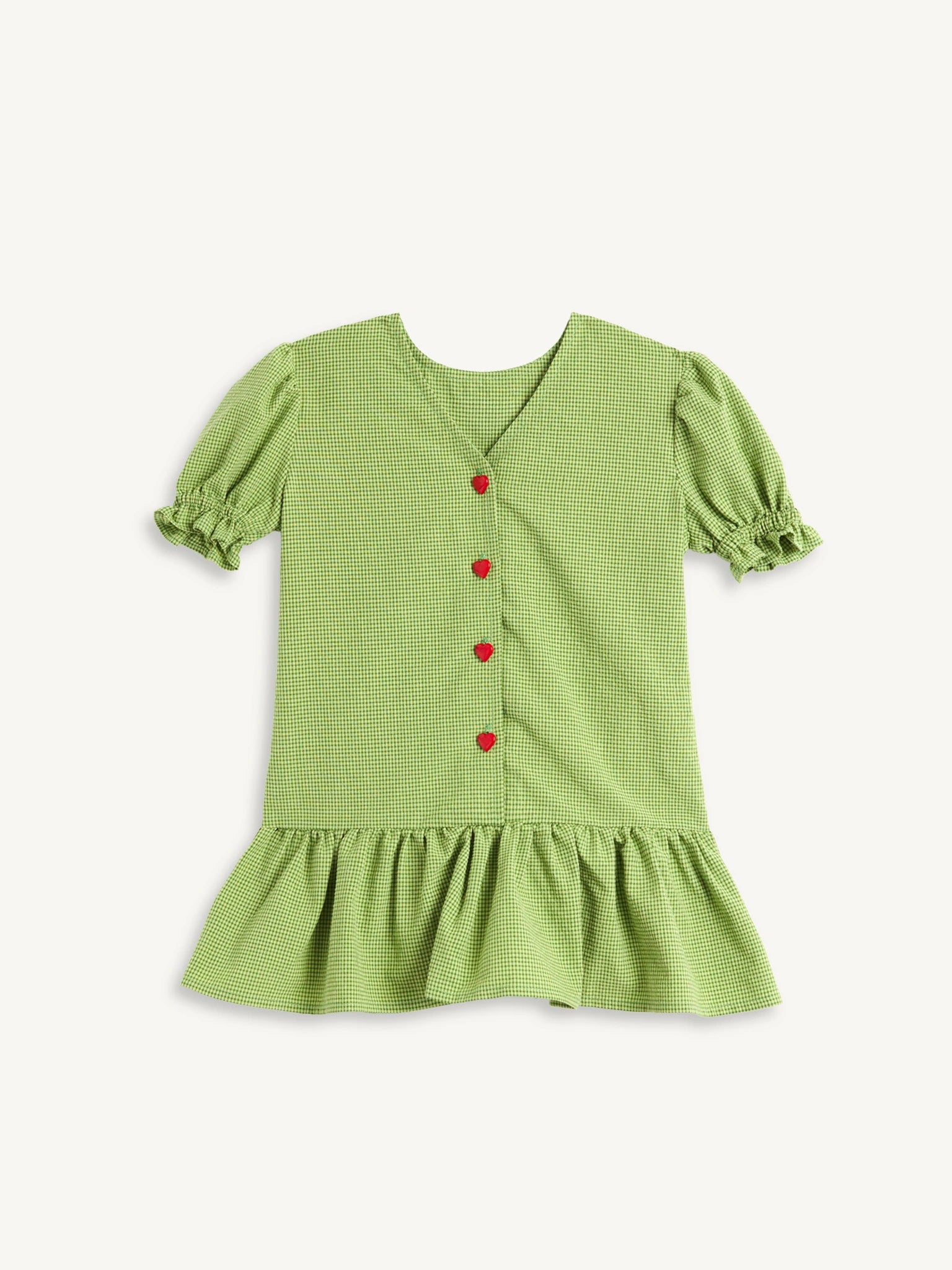 sukienka dziecięca w kratę z falbanką vichy matcha green zielona przód