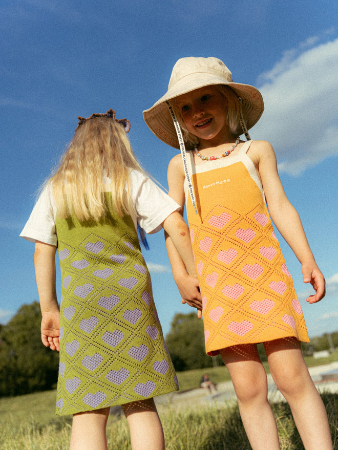 dziecięca sukienka letnia zielona bawełniana bawełna organiczna children's cotton dress tangerine kleid kinderkleid orange baumwollkleid 