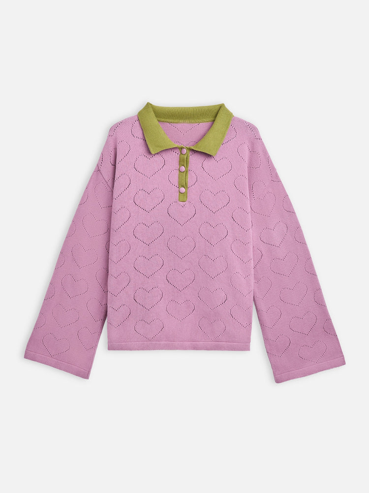 bawełniany sweter damski blush hearts  organic cotton women's sweater 