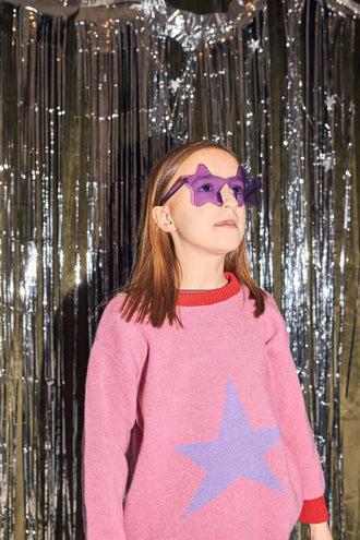 sweter dziecięcy dziecko pink star gwiazda wool blend outfit