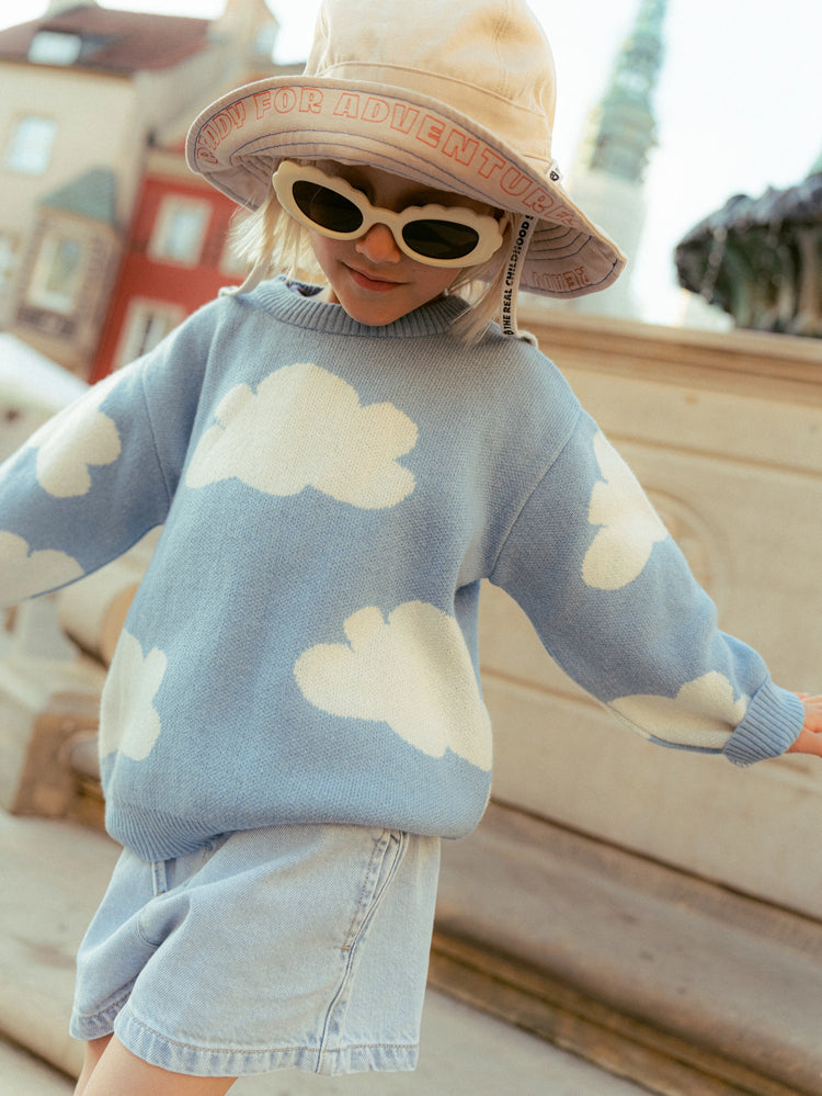 sweter dziecięcy cloudy chmury błękitny dziecko przód