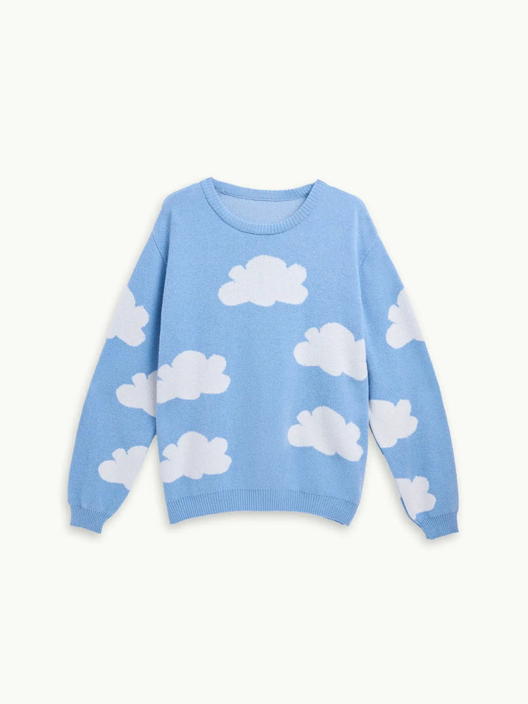 sweter cloudy unisex chmury błękitny niebieski wool blend sweater pullover przód 