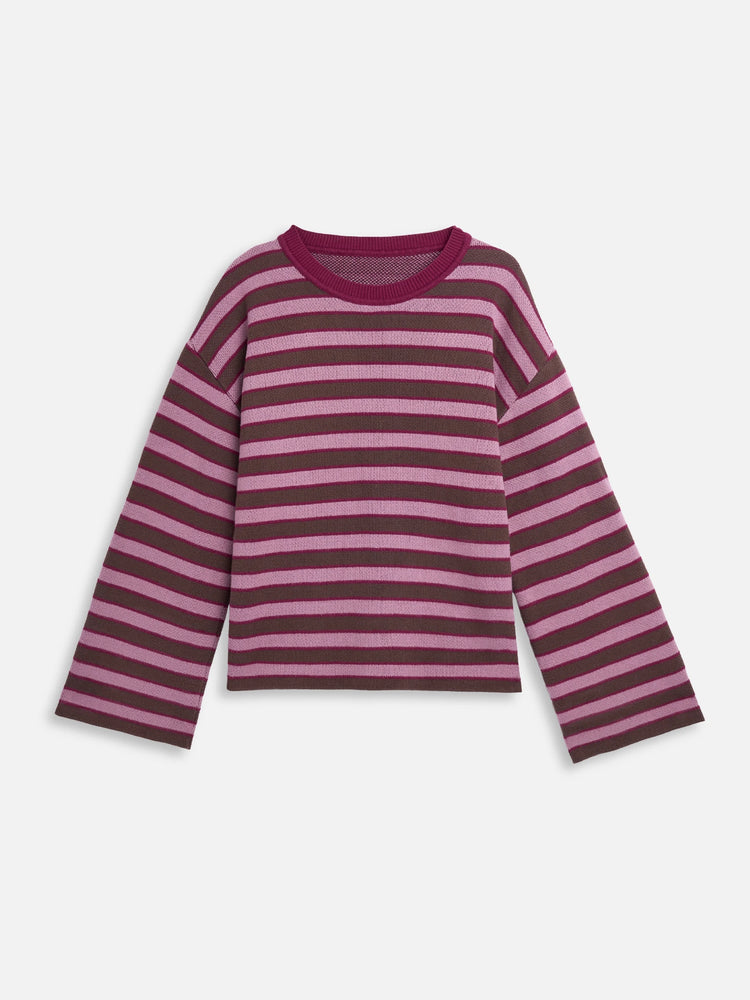 sweter bawełna organiczna paski berry stripes organic cotton sweater bio-baumwolle pullover damenpullover