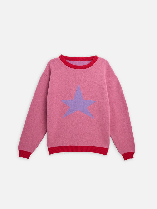 sweter damski wool blend star pink różowy gwiazda women's sweater 