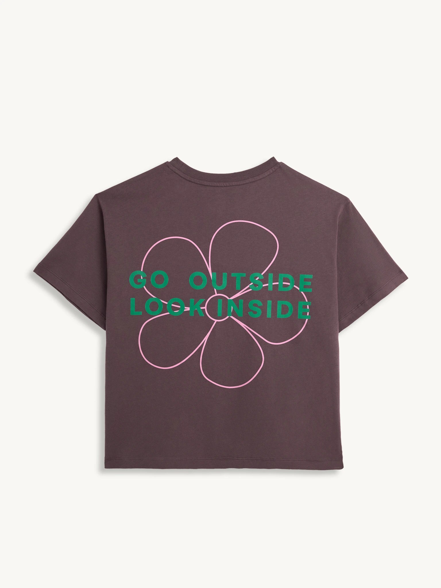t-shirt damski brązowy flower power bawełna organiczna organic cotton tył