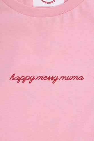 t-shirt damski różowy muma bawełna organiczna dzień matki detal