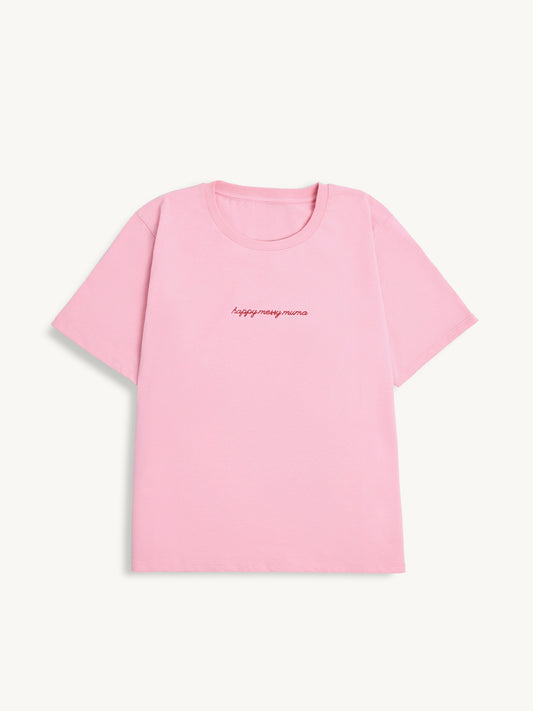 t-shirt damski różowy muma bawełna organiczna dzień matki przód