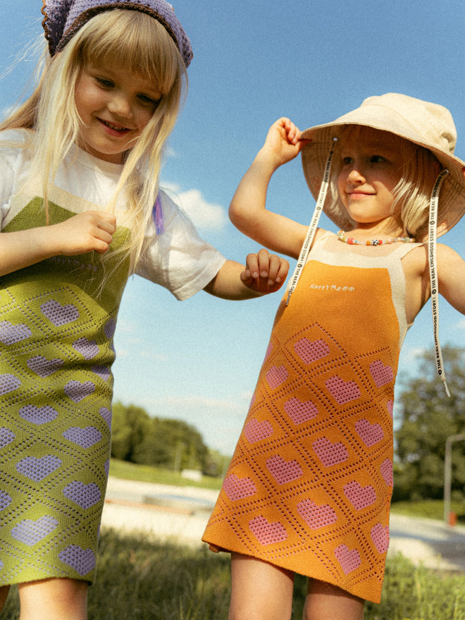 dziecięca sukienka letnia zielona bawełniana bawełna organiczna children's cotton dress tangerine kleid kinderkleid orange baumwollkleid 