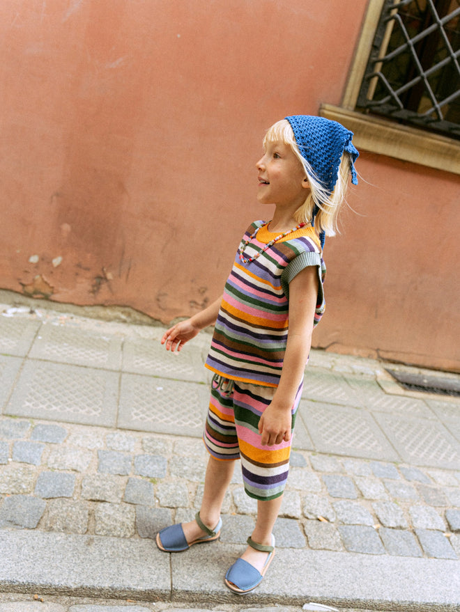 dziecięcy letni top dzianinowy w paski bawełna organiczna tropical garden organic cotton top bio-baumwolle 