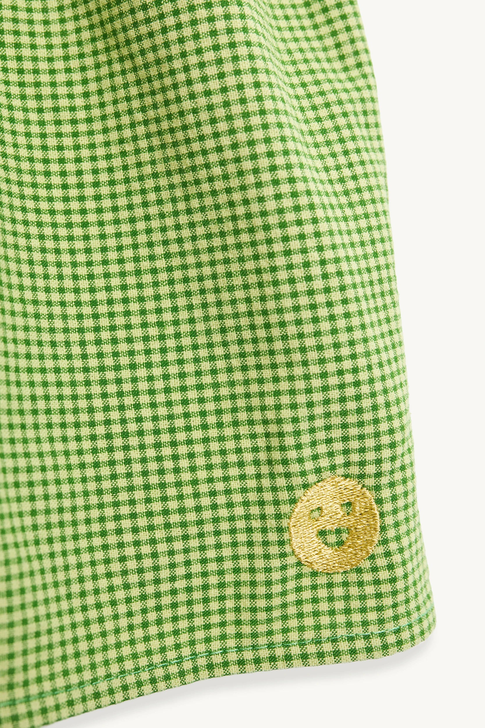 top damski matcha green krata kratka vichy detal haft