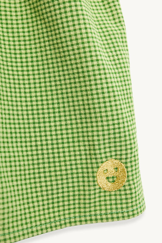 top damski matcha green krata kratka vichy detal haft