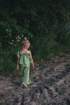 dziecięcy top matcha green w kratę karata vichy dziecko dziewczynka zestaw set