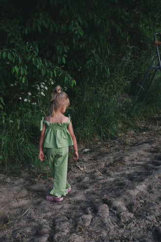 dziecięcy top matcha green w kratę karata vichy dziecko dziewczynka zestaw set