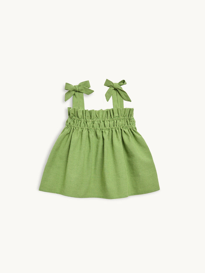 dziecięcy top matcha green w kratę karata vichy przód