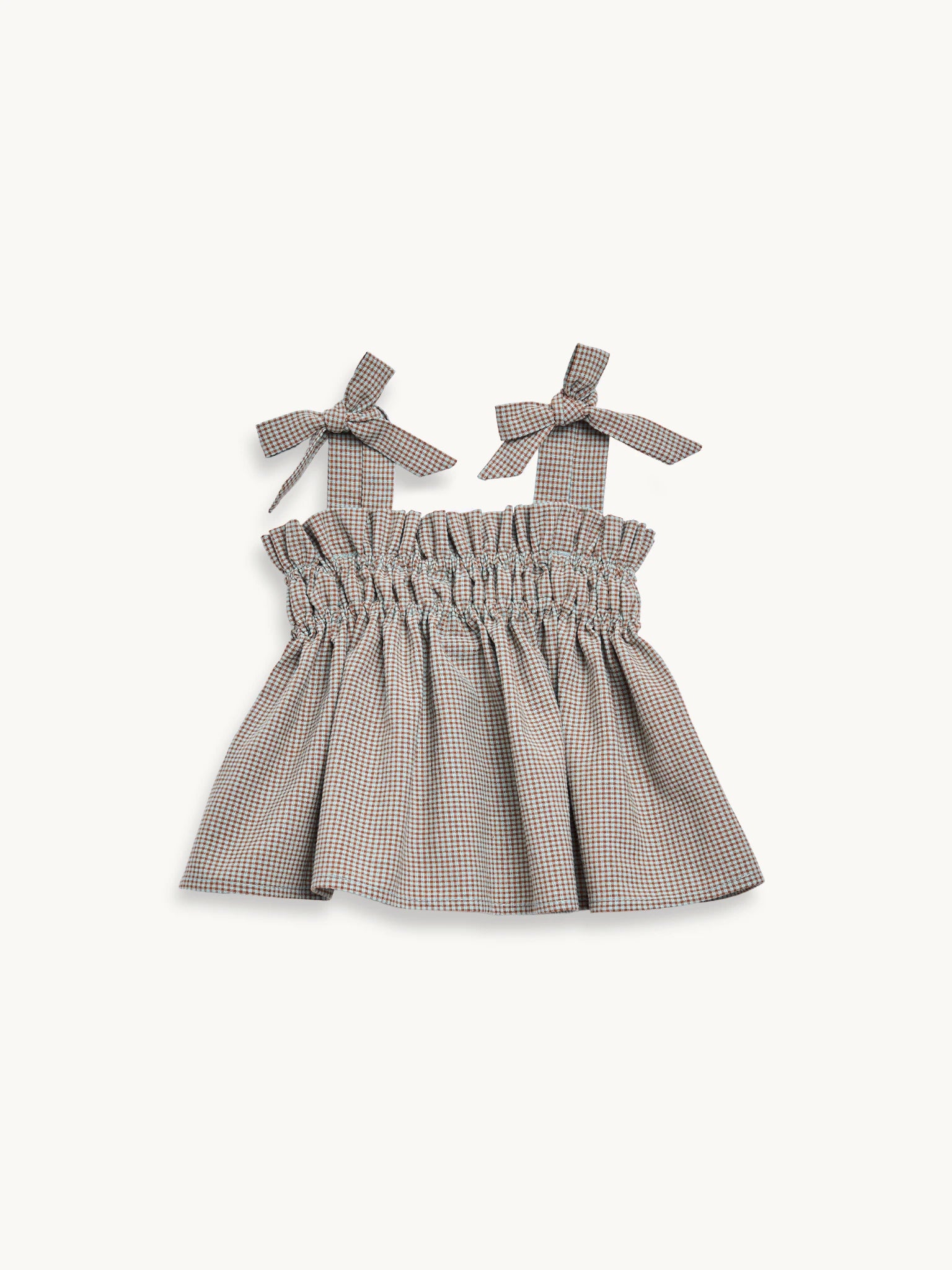 top dziecięcy w kratkę vichy krata foggy brown przód