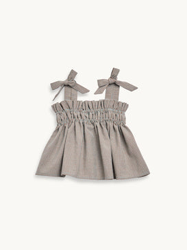 top dziecięcy w kratkę vichy krata foggy brown przód