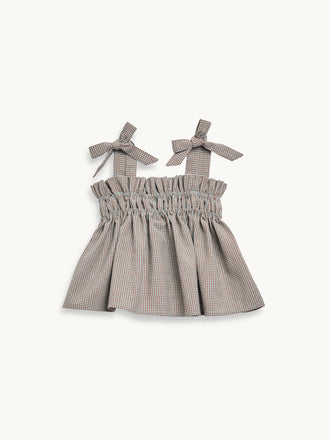 top dziecięcy w kratkę vichy krata foggy brown przód