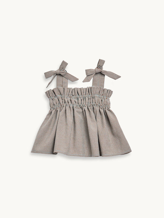 top dziecięcy w kratkę vichy krata foggy brown przód