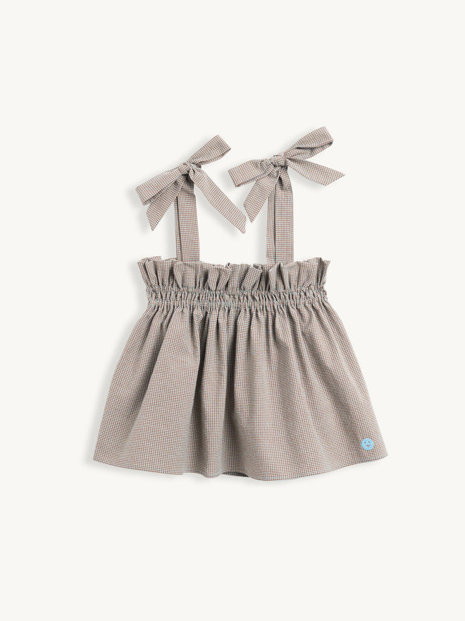 women's frilled top - FOGGY BROWN