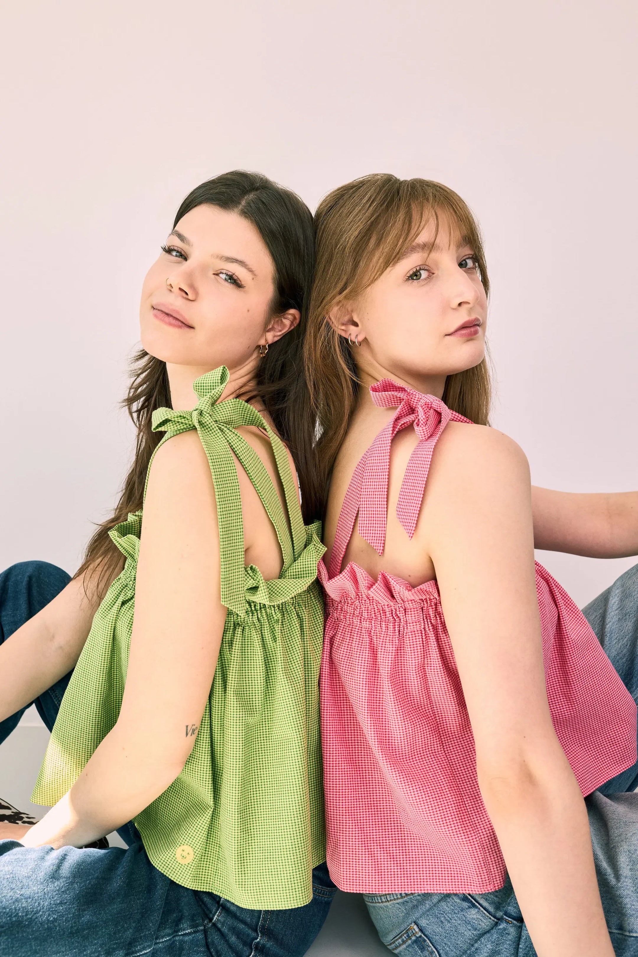 top damski wild berry krata vichy różowy modelki top matcha green