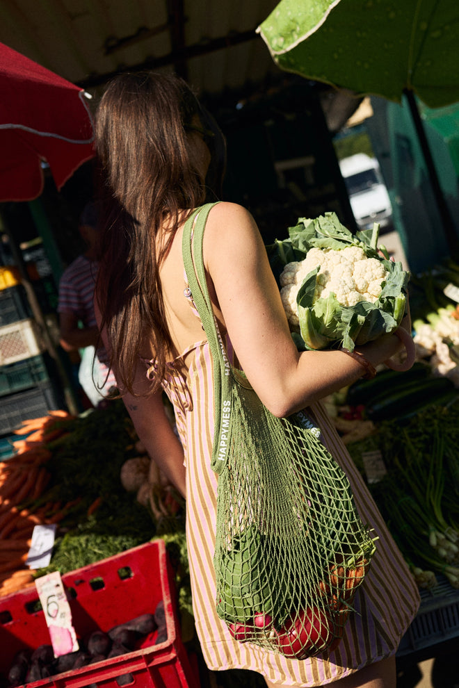 zielona siatkowa torba na zakupy green bag green tea