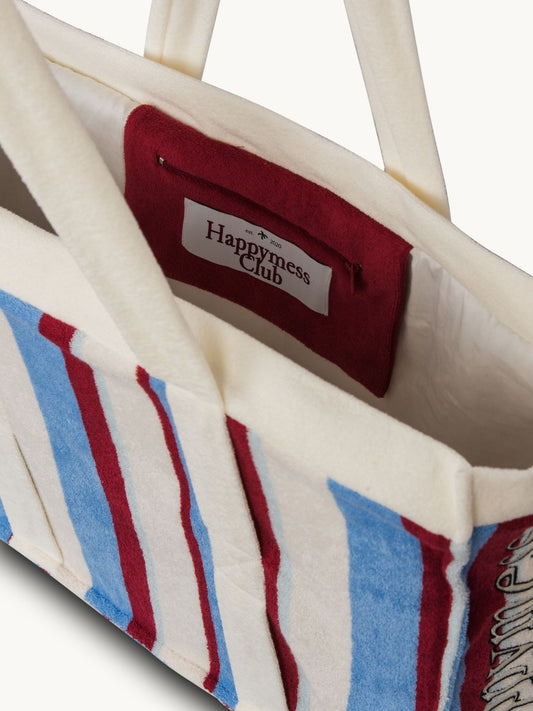 torba z bawełny organicznej w paski marina stripes organic cotton bag detal kieszeń pocket