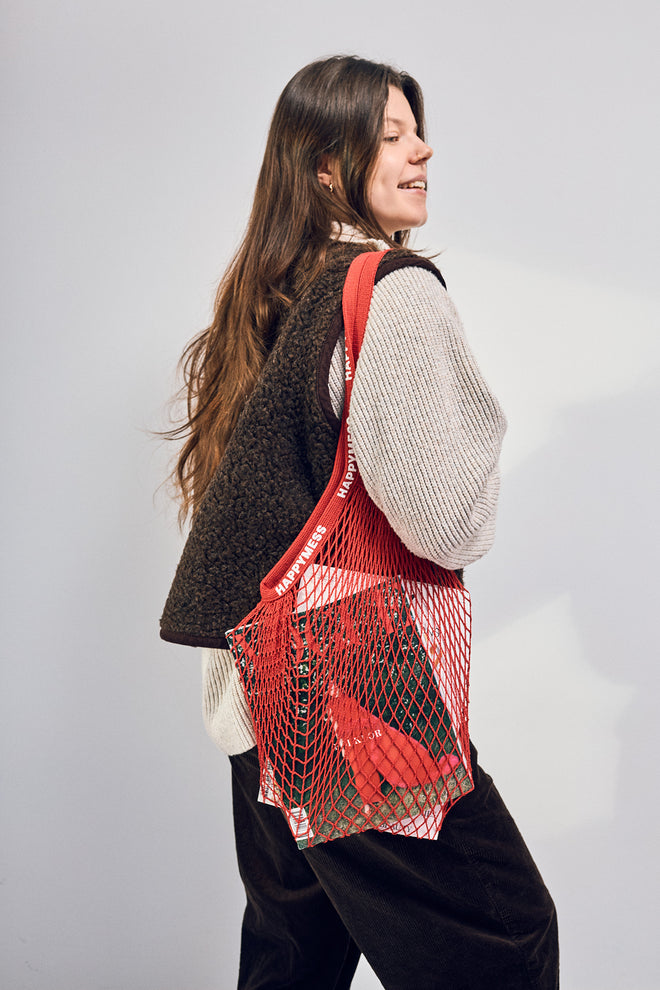 torba bawełniana siatkowa retro red outfit