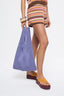 letnia dzianinowa torebka fioletowa z kwiatem bawełna organiczna organic cotton crochete bag violet flower strickhandtasche bio-baumwolle handtasche
