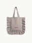 torba w kratę z falbanką foggy brown torebka bag vichy frilled przód 