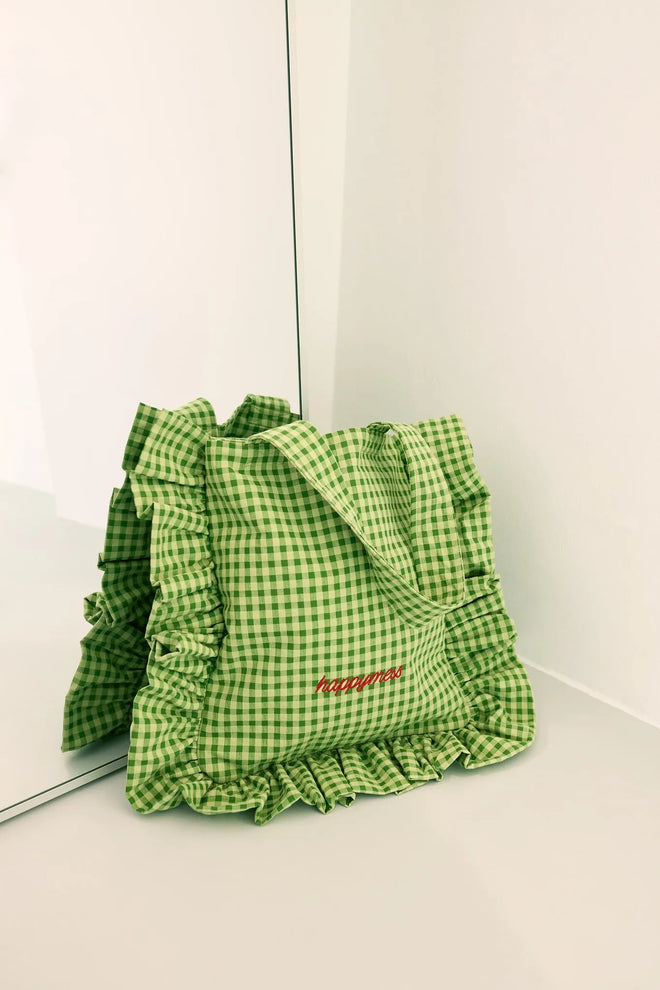 torebka w kratę z falbanką torba krata matcha green vichy bag frilled pinterest mirror lustro przód torebki 