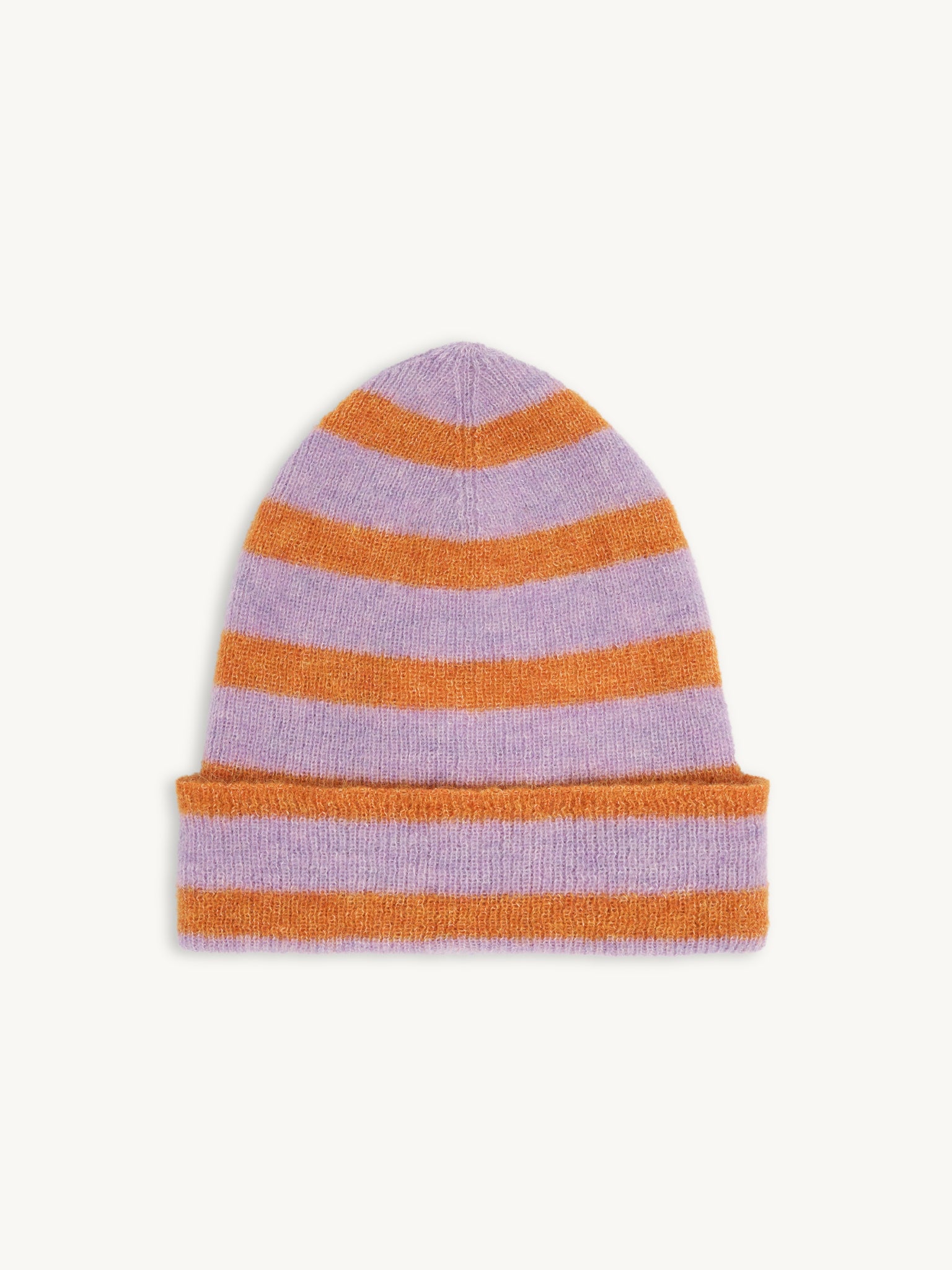 wełniana czapka beanie w paski coral berry woolen hat przód