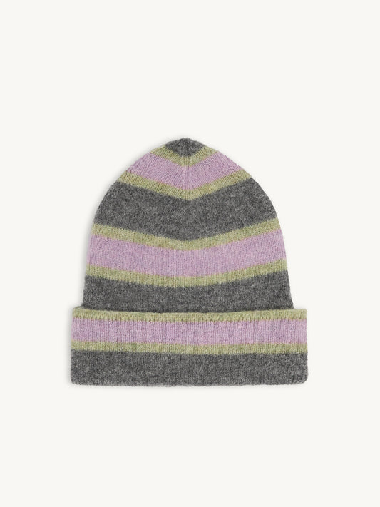 wełniana czapka beanie w paski cozy stripes przód woolen hat