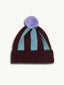 dziecięca wełniana czapka merino beanie burgundy frost paski wool hat przód