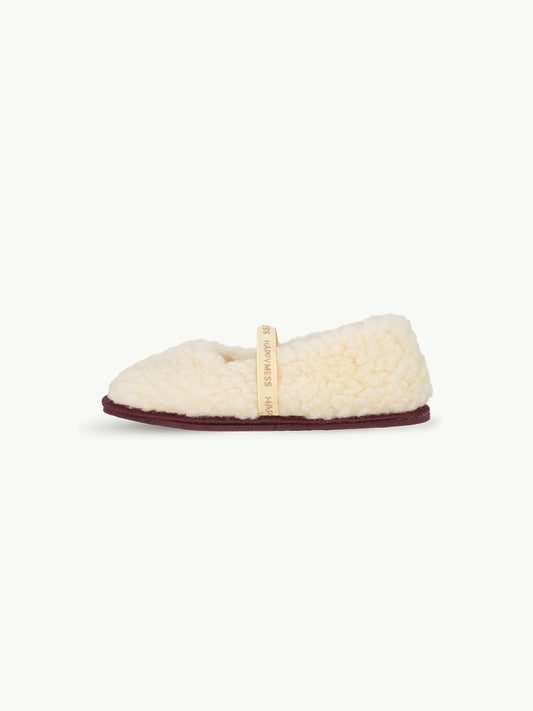 wełniane kapcie damskie merino z gumką masełkowe butter yellow woolen slippers bok 