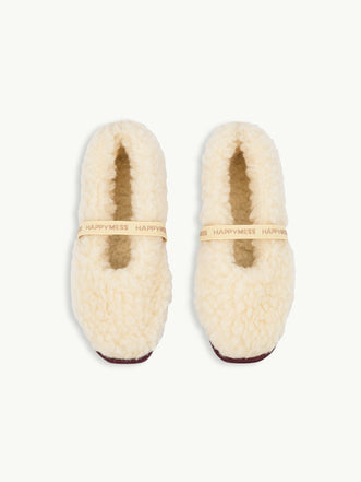 wełniane kapcie damskie merino z gumką masełkowe butter yellow woolen slippers góra