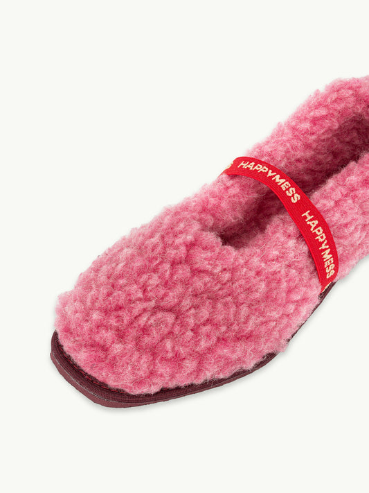 wełniane kapcie damskie merino z gumką woolen slippers dusty pink różowe detal