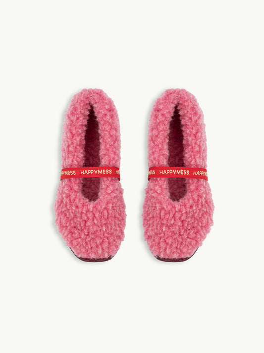 wełniane kapcie damskie merino z gumką woolen slippers dusty pink różowe góra