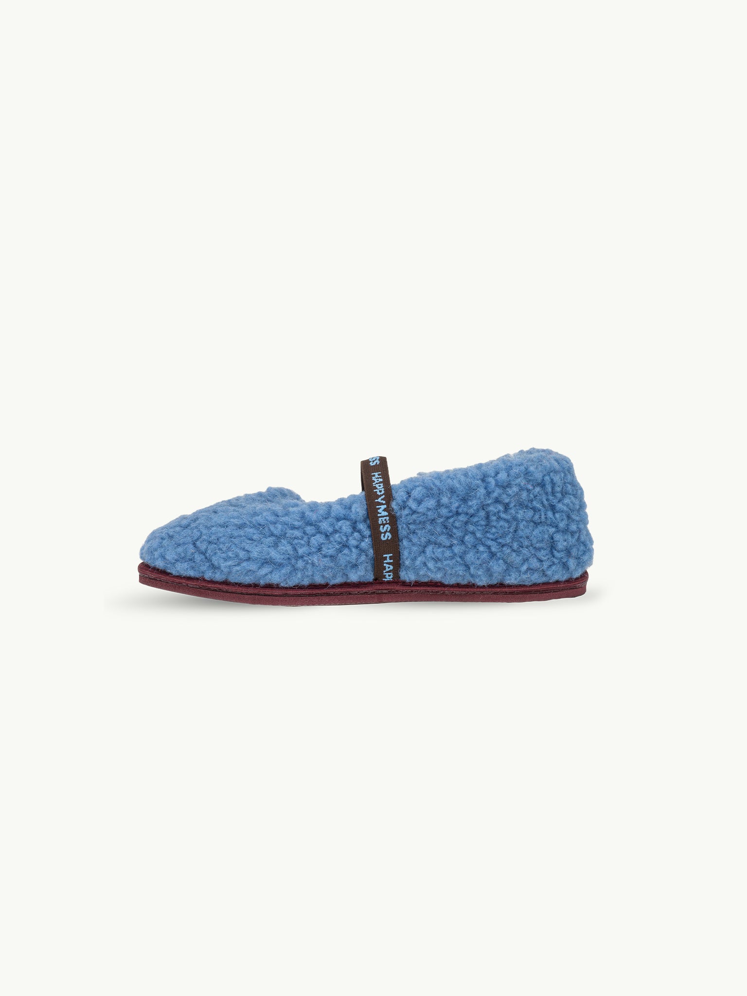 wełniane kapcie damskie merino z gumką woolen slippers niebieskie ice blue bok