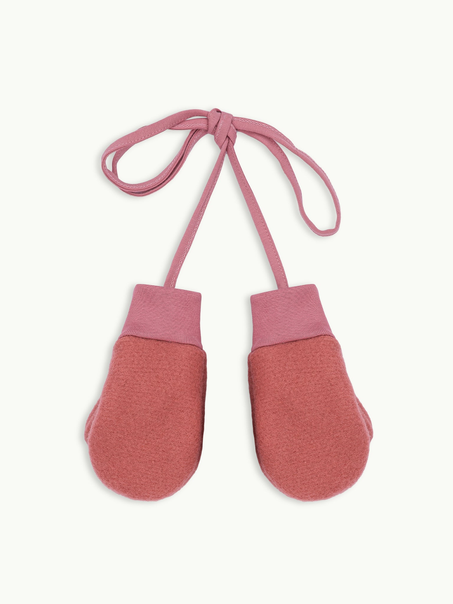 wełniane rękawiczki dziecięce merino organiczna wełna organic wool mittens cinnamon brązowe wiązanie