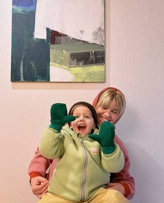 wełniane dziecięce rękawiczki merino wool mittens forest green zielone dziecko mama kurtka
