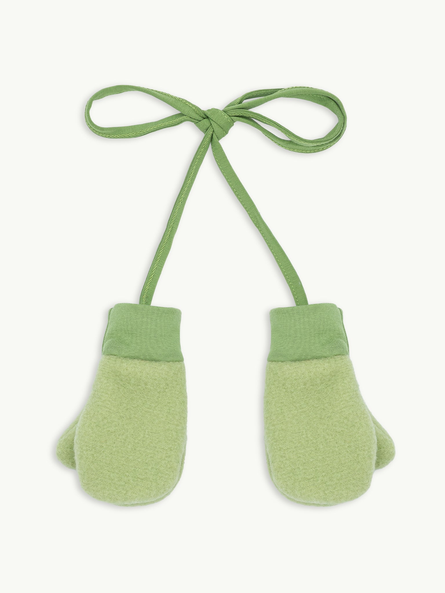 wełniane dziecięce rękawiczki merino wool mittens green pea zielone detal przód