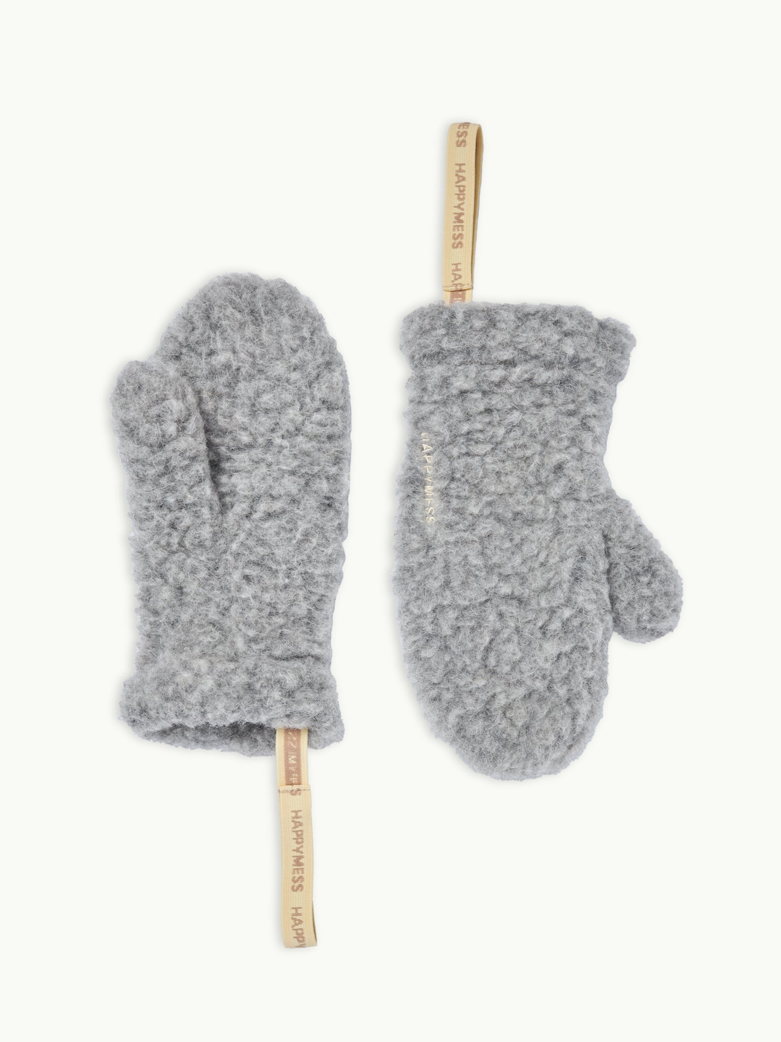 wełniane rękawiczki merino z gumką wool mittens szare stone grey 