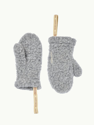 wełniane rękawiczki merino z gumką wool mittens dziecięce szare stone grey