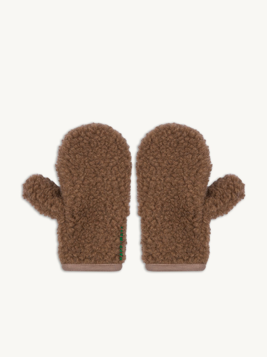 wełniane rękawiczki merino z klapką brązowe teddy brown adults wool mittens