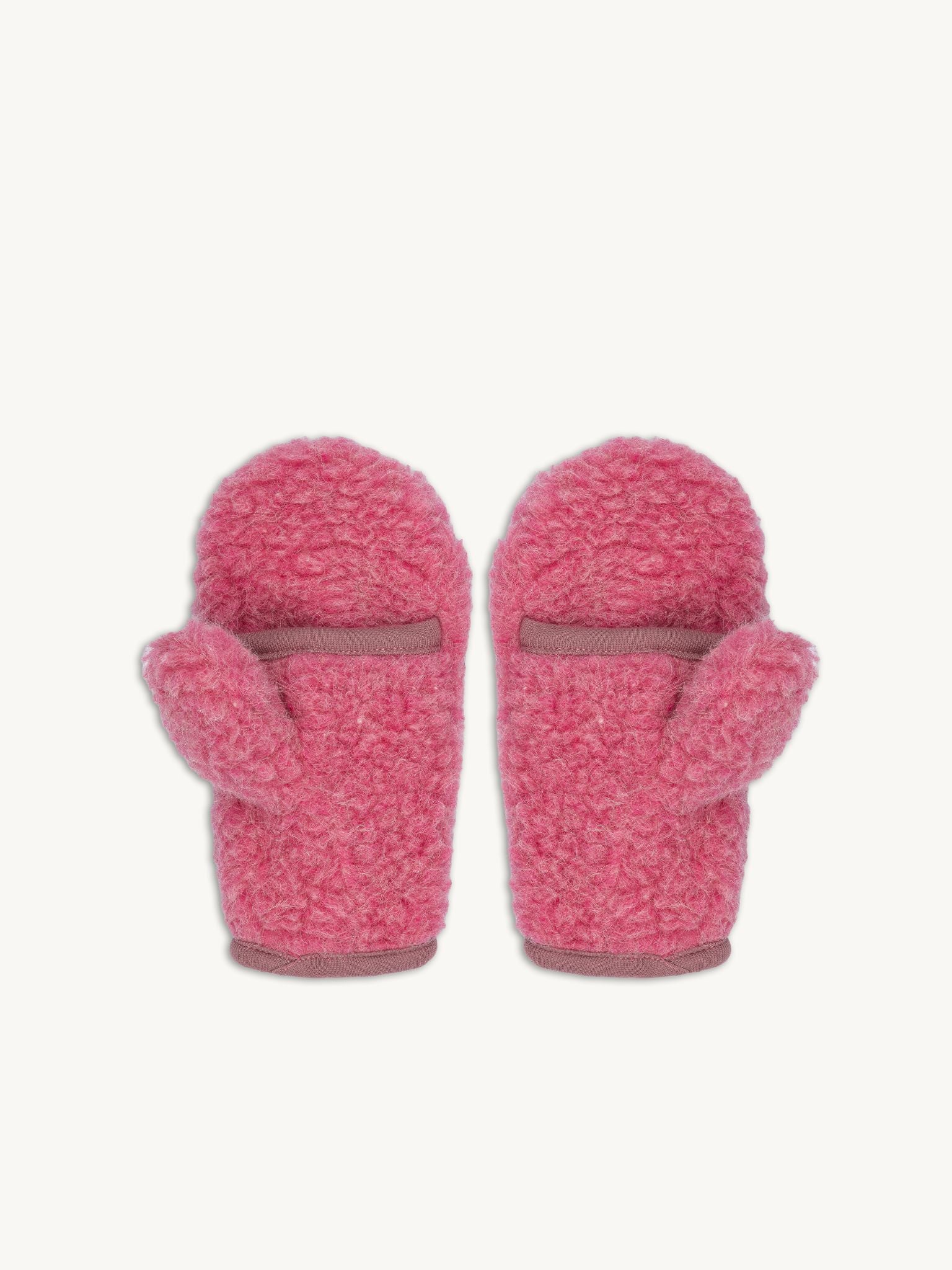 wełniane rękawiczki z klapką merino adults dusty pink różowe wool mittens