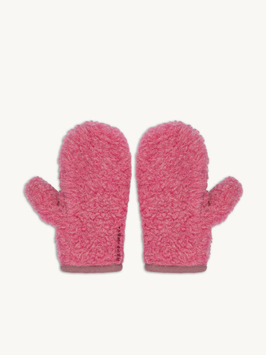 wełniane rękawiczki z klapką merino adults dusty pink różowe haft wool mittens