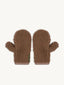 dziecięce wełniane rękawiczki z klapką merino brązowe teddy brown wool mittens