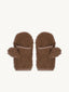 dziecięce wełniane rękawiczki z klapką merino brązowe teddy brown wnętrze wool mittens