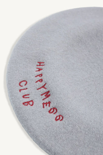 wełniany beret damski szary happymess club grey wool detal dziecięcy