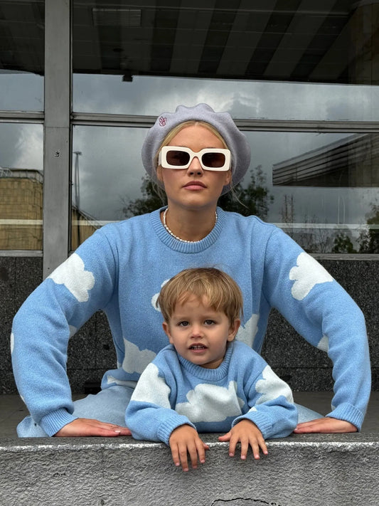 wełniany beret damski szary happymess club grey wool mama dziecko matchy sweter cloudy